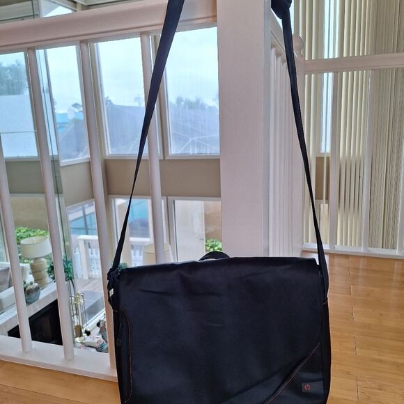 NWOT HP LAPTOP Messenger Bag Black with Orange Lining 18 x 12 x 4 Padded Rugged - Picture 12 of 13